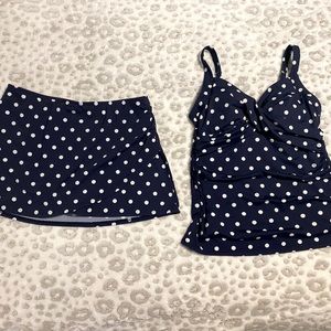 Womens Navy Polka Dot Swimsuit